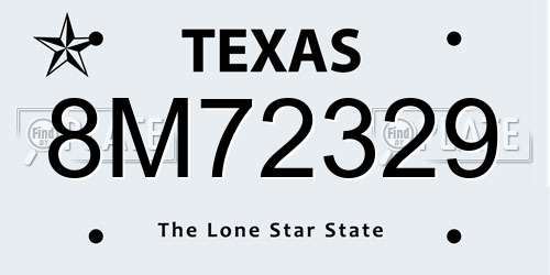 8M72329 Texas License Plate