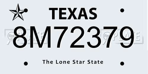 8M72379 Texas License Plate