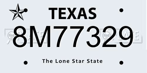8M77329 Texas License Plate