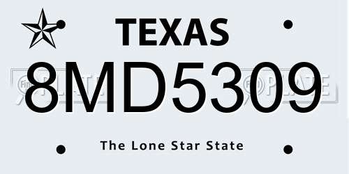 8MD5309 Texas License Plate