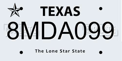 8MDA099 Texas License Plate