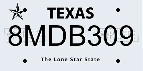8MDB309 Texas License Plate