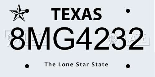 8MG4232 Texas License Plate