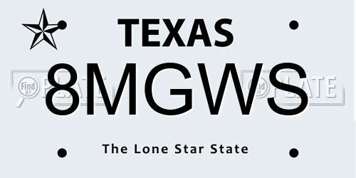 8MGWS Texas License Plate