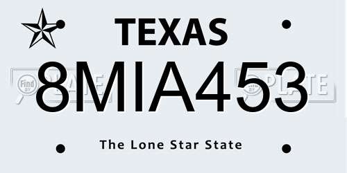 8MIA453 Texas License Plate