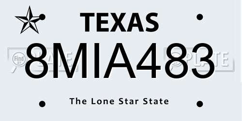8MIA483 Texas License Plate