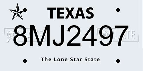 8MJ2497 Texas License Plate
