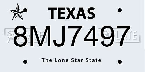 8MJ7497 Texas License Plate