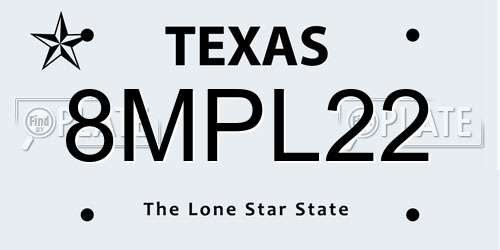 8MPL22 Texas License Plate