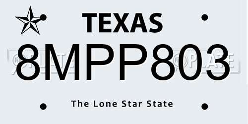 8MPP803 Texas License Plate