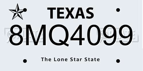 8MQ4099 Texas License Plate