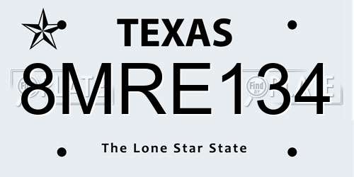 8MRE134 Texas License Plate