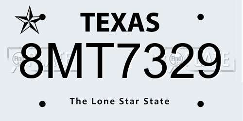8MT7329 Texas License Plate