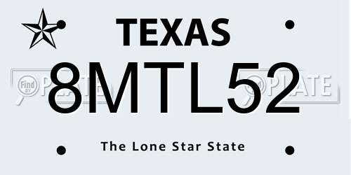 8MTL52 Texas License Plate