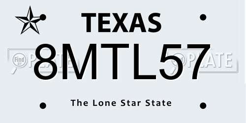 8MTL57 Texas License Plate