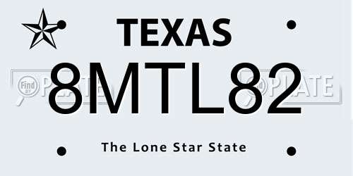 8MTL82 Texas License Plate
