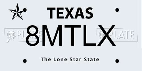 8MTLX Texas License Plate