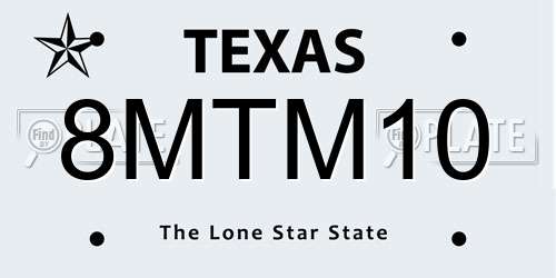 8MTM10 Texas License Plate