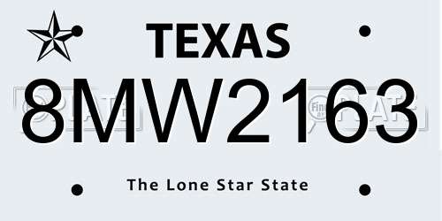 8MW2163 Texas License Plate