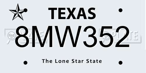 8MW352 Texas License Plate