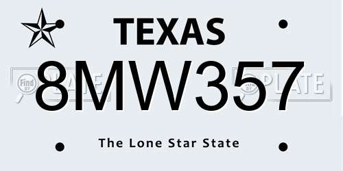 8MW357 Texas License Plate