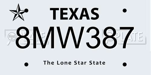 8MW387 Texas License Plate