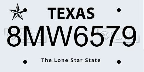 8MW6579 Texas License Plate