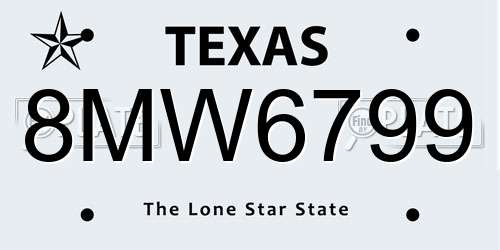 8MW6799 Texas License Plate
