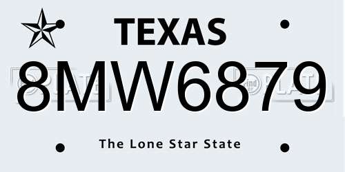 8MW6879 Texas License Plate