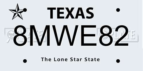 8MWE82 Texas License Plate