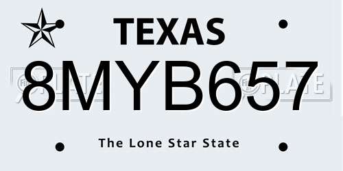 8MYB657 Texas License Plate