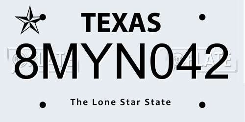 8MYN042 Texas License Plate