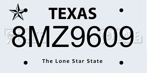 8MZ9609 Texas License Plate