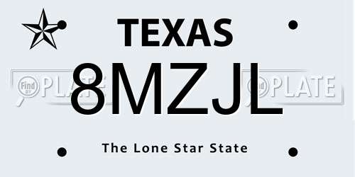 8MZJL Texas License Plate