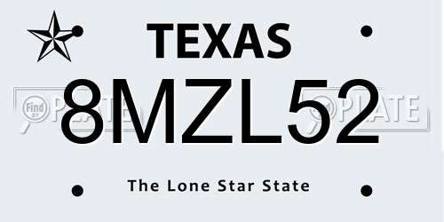 8MZL52 Texas License Plate