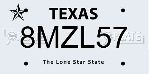 8MZL57 Texas License Plate
