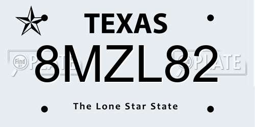 8MZL82 Texas License Plate