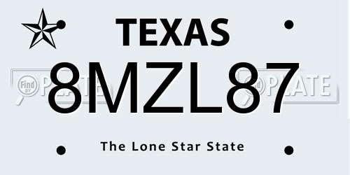 8MZL87 Texas License Plate