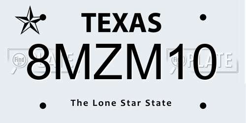 8MZM10 Texas License Plate