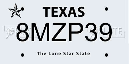 8MZP39 Texas License Plate
