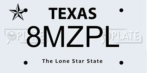 8MZPL Texas License Plate