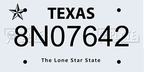 8N07642 Texas License Plate