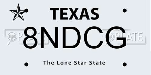 8NDCG Texas License Plate