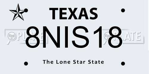 8NIS18 Texas License Plate