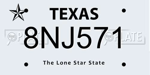 8NJ571 Texas License Plate