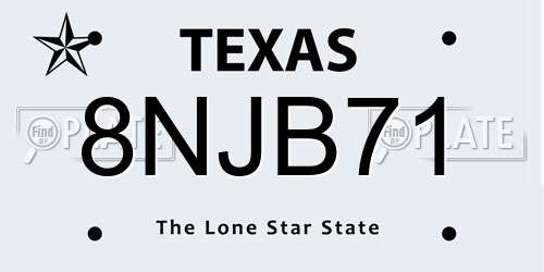 8NJB71 Texas License Plate