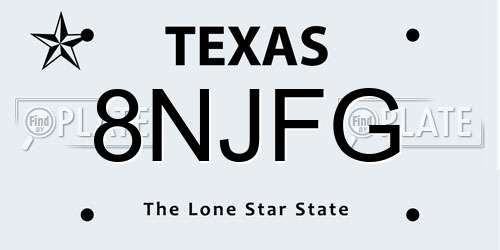8NJFG Texas License Plate
