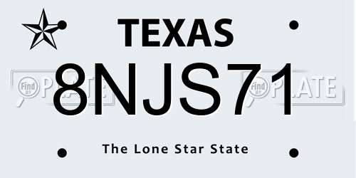 8NJS71 Texas License Plate