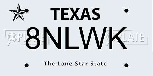 8NLWK Texas License Plate