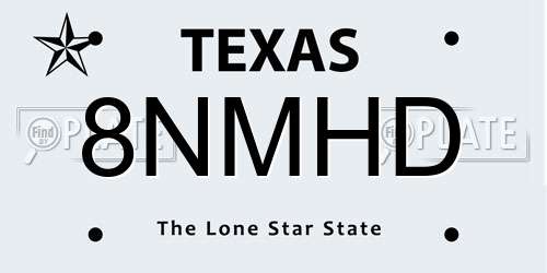 8NMHD Texas License Plate